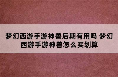 梦幻西游手游神兽后期有用吗 梦幻西游手游神兽怎么买划算